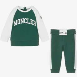 Moncler Enfant Tracksuits|Tracksuits*Boys Green & White Cotton Tracksuit