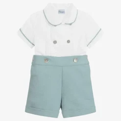 Ancar Outfit Sets*Boys Green & White Cotton Buster Suit