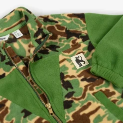 Mini Rodini Tops*Boys Green Camouflage Fleece Zip-Up Top