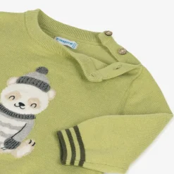 Mayoral Tops*Boys Green Cotton & Wool Knit Sweater