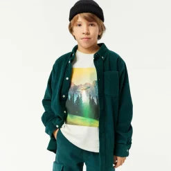 Molo Tops*Boys Green Cotton Corduroy Shirt PonderosaPine