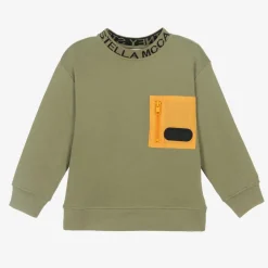 Stella McCartney Kids Tops*Boys Green Cotton Pocket Sweatshirt