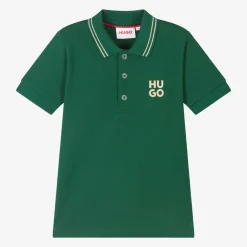 HUGO Tops*Boys Green Cotton Polo Shirt