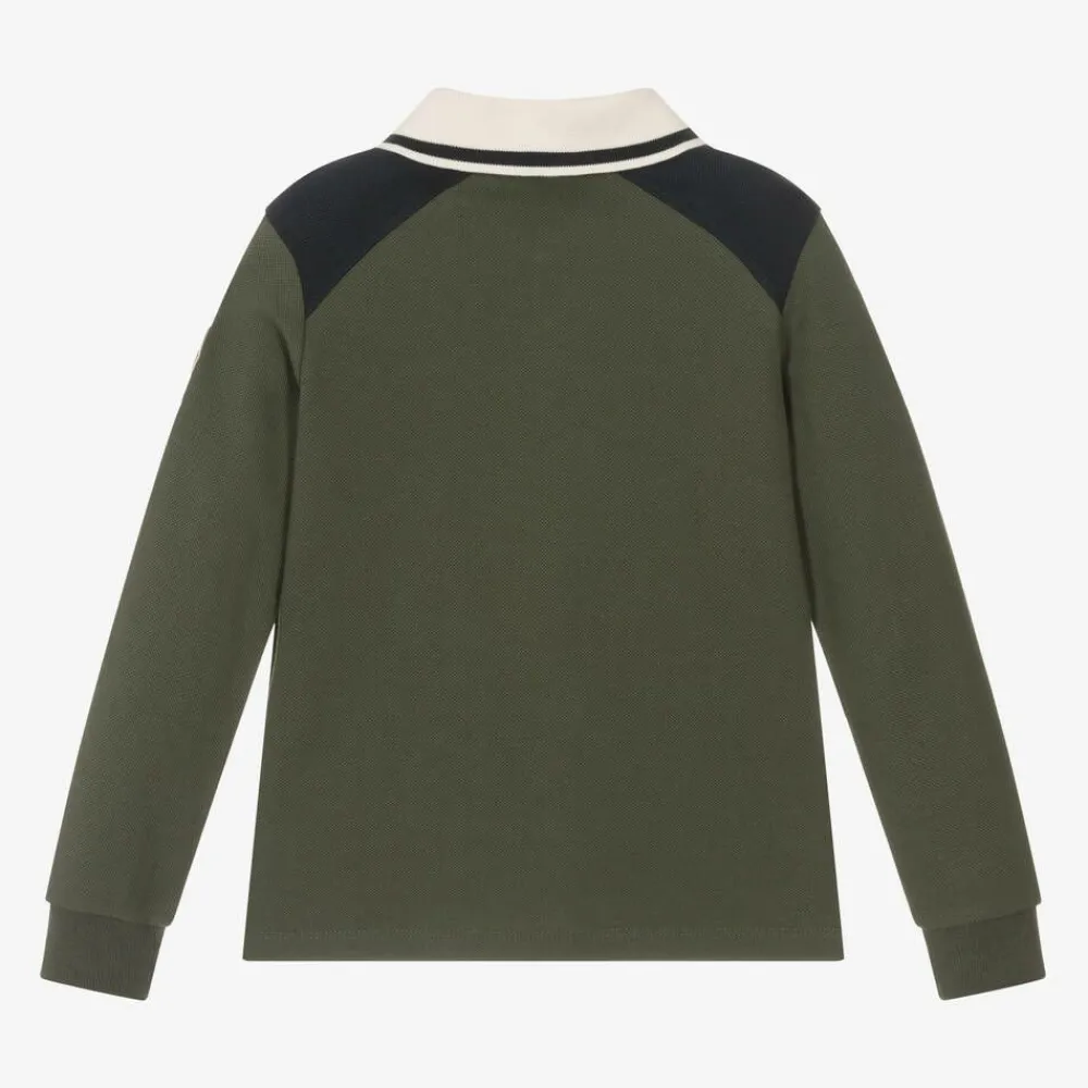 Moncler Enfant Tops*Boys Green Cotton Polo Shirt