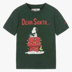 MC2 Saint Barth Tops*Boys Green Dear Santa Peanuts© T-Shirt