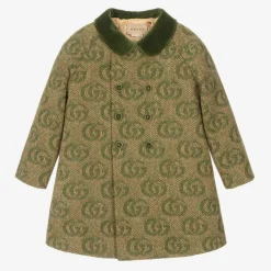 Gucci Coats & Jackets*Boys Green GG Wool Coat