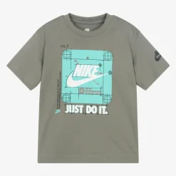 Nike Tops*Boys Green Graphic Print Cotton T-Shirt