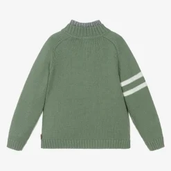 Boboli Tops*Boys Green Half Zip Knitted Sweater