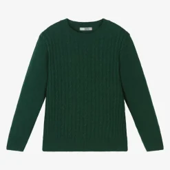 Dr. Kid Tops*Boys Green Knitted Cotton & Wool Sweater