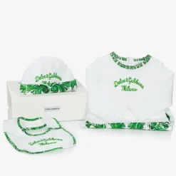 Dolce amp; Gabbana Babysuits*Boys Green Majolica Cotton Babysuit Set