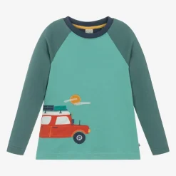 Frugi Tops*Boys Green Organic Cotton Camping Top