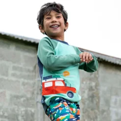 Frugi Tops*Boys Green Organic Cotton Camping Top
