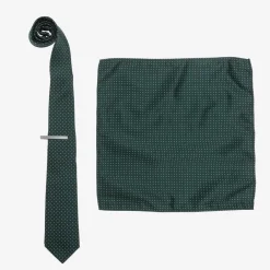 House of Cavani Clothing Accessories*Boys Green Satin Polka Dot Tie Set
