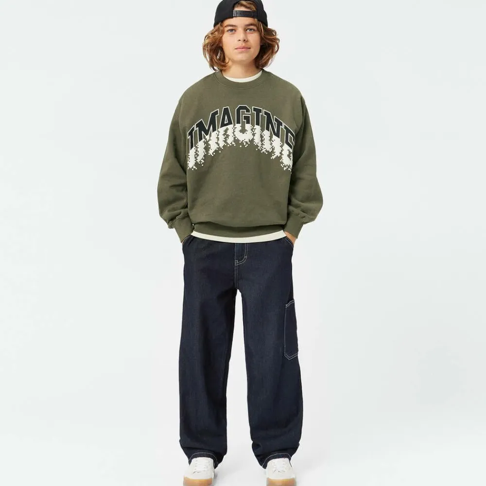 Molo Tops*Boys Green Slogan Sweatshirt Growth