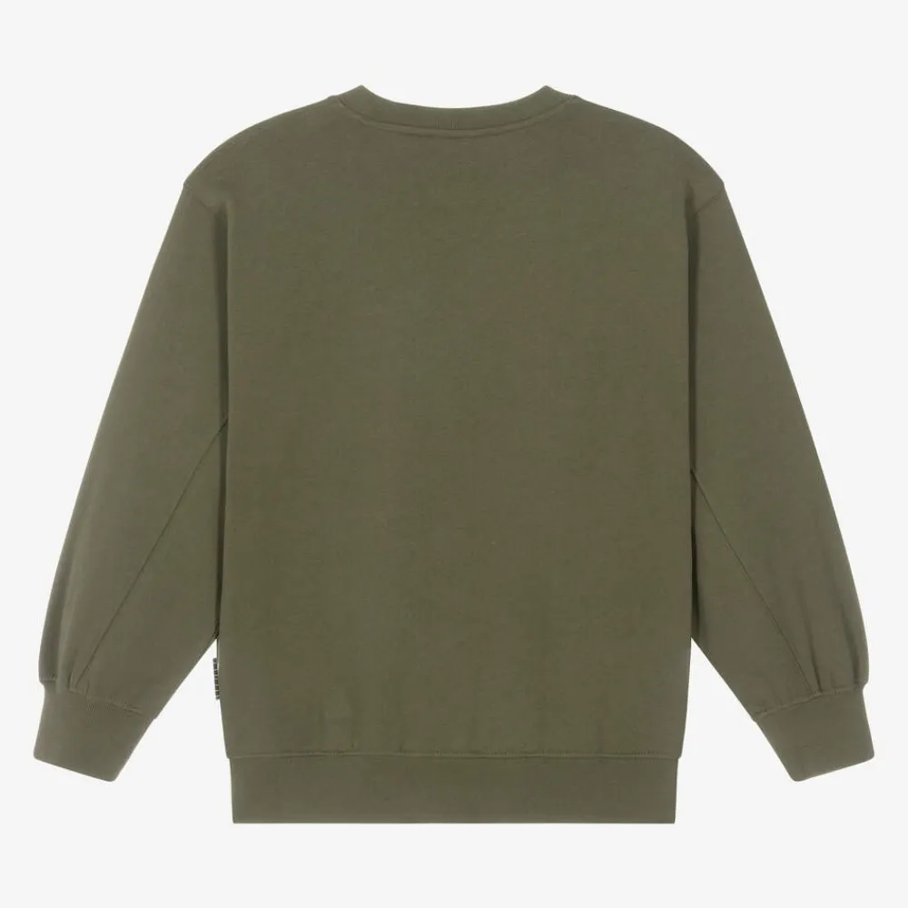 Molo Tops*Boys Green Slogan Sweatshirt Growth