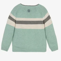 Tutto Piccolo Tops*Boys Green Stripe Knitted Sweater