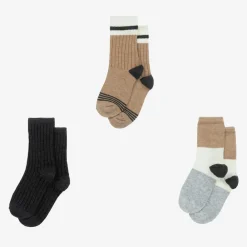Mayoral Socks*Boys Grey & Beige Cotton Socks (3 Pack)