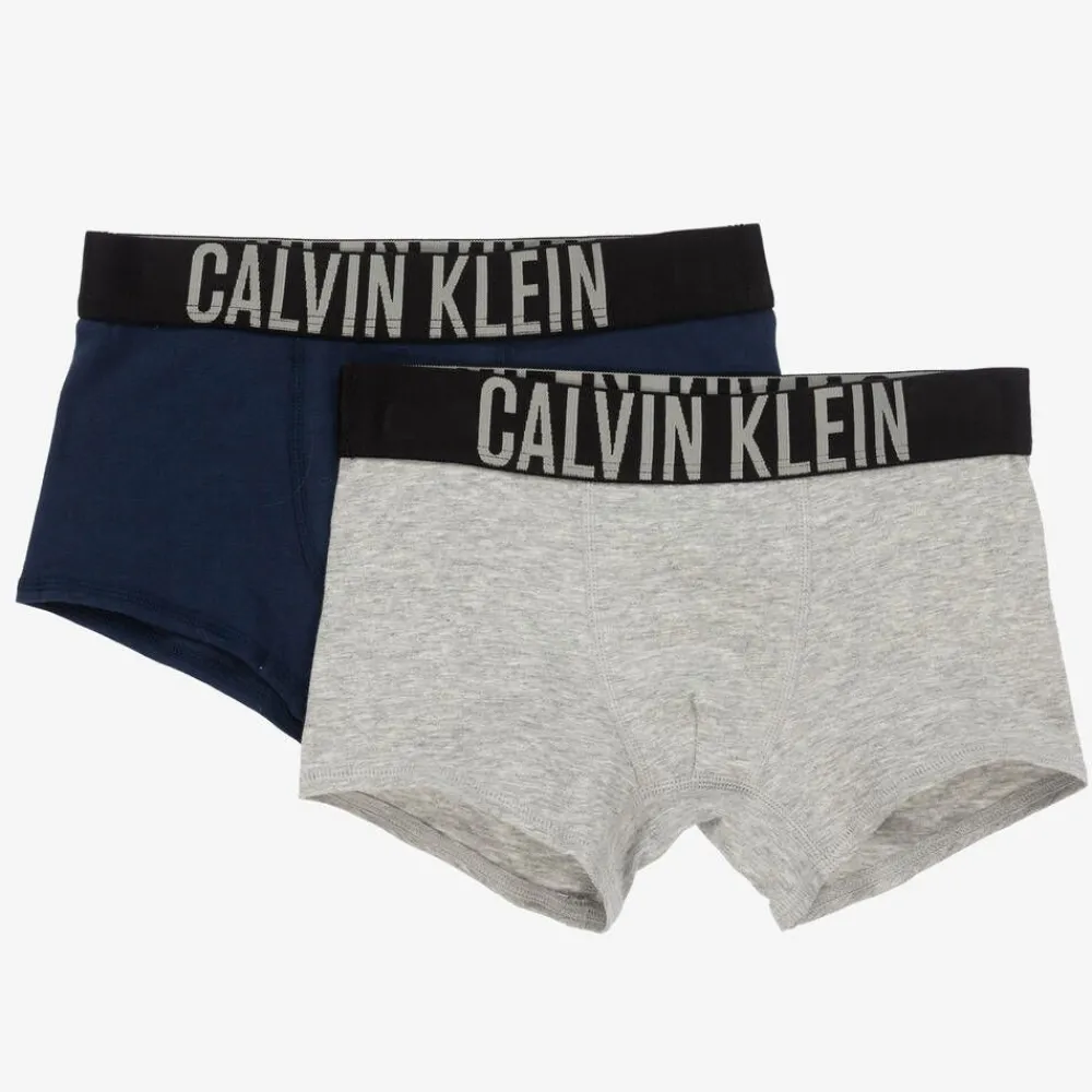 Calvin Klein Underwear*Boys Grey & Blue Cotton Boxers (2 Pack)
