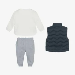 Mayoral Outfit Sets*Boys Grey & Blue Cotton Trouser Set
