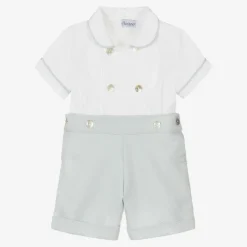 Ancar Outfit Sets|Outfit Sets*Boys Grey & White Cotton Buster Suit