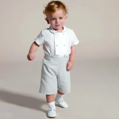 Ancar Outfit Sets|Outfit Sets*Boys Grey & White Cotton Buster Suit