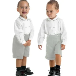 Ancar Outfit Sets|Outfit Sets*Boys Grey & White Cotton Buster Suit