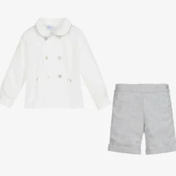 Ancar Outfit Sets|Outfit Sets*Boys Grey & White Cotton Buster Suit