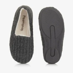 Pisamonas Slippers|Slippers*Boys Grey Cable Knit Slippers