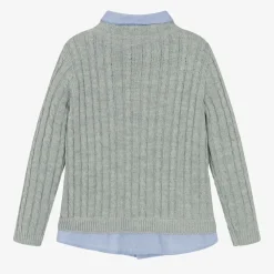 Lapin House Tops*Boys Grey Cable Knit Sweater