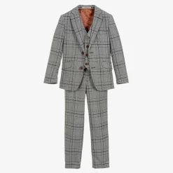 Romano Suits*Boys Grey Check Suit