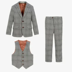 Romano Suits*Boys Grey Check Suit