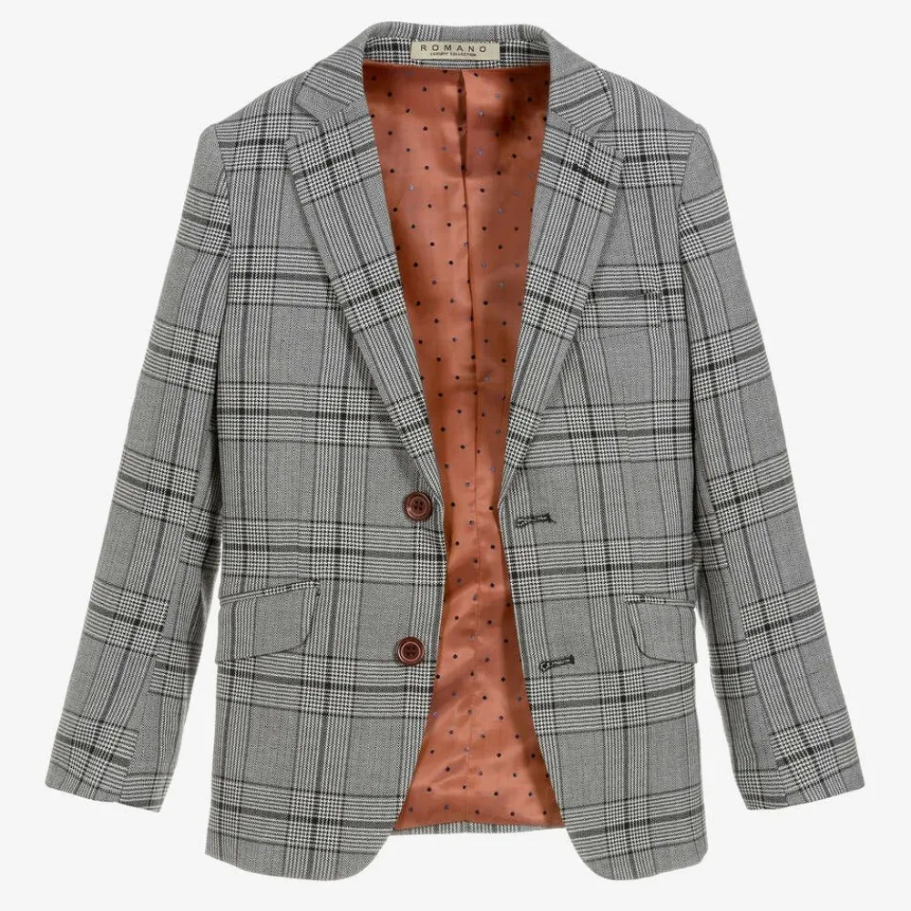 Romano Suits*Boys Grey Check Suit