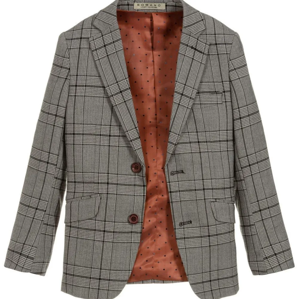 Romano Suits*Boys Grey Check Suit