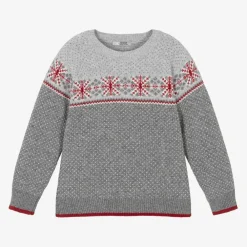 Dr. Kid Tops*Boys Grey Cotton & Wool Knit Jumper