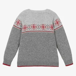 Dr. Kid Tops*Boys Grey Cotton & Wool Knit Jumper