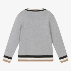 BOSS Tops*Boys Grey Cotton & Wool Knit Jumper