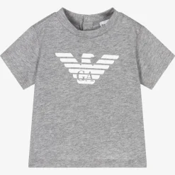 Emporio Armani Tops*Boys Grey Cotton Eagle Logo T-Shirt