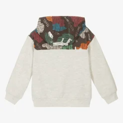 Boboli Tops*Boys Grey Cotton Explore Hoodie