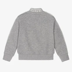 Versace Tops*Boys Grey Cotton Medusa Logo Zip-Up Top