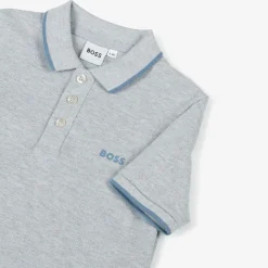 BOSS Tops*Boys Grey Cotton Polo Shirt