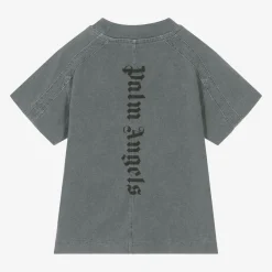 Palm Angels Tops*Boys Grey Cotton Shaded T-Shirt