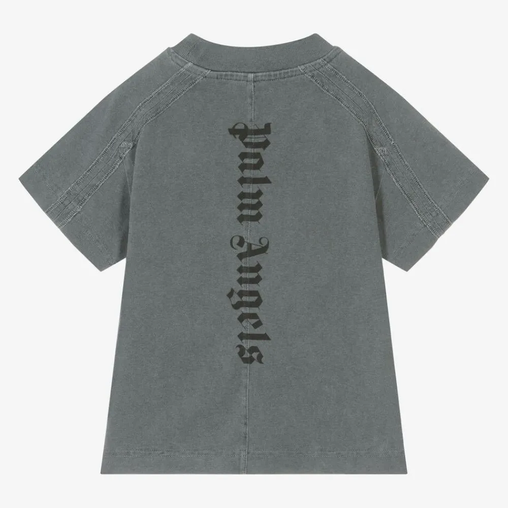 Palm Angels Tops*Boys Grey Cotton Shaded T-Shirt