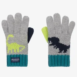 Boboli Gloves & Mittens*Boys Grey Dinosaur Gloves