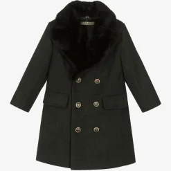 Romano Coats & Jackets*Boys Grey Faux Fur Trim Coat