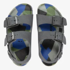 Birkenstock Sandals*Boys Grey Faux Leather Buckle Sandals