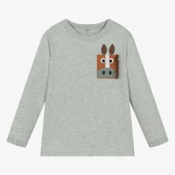 Stella McCartney Kids Tops*Boys Grey Horse Pocket Cotton Top