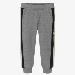 Moncler Enfant Trousers*Boys Grey Logo Tape Cotton Joggers