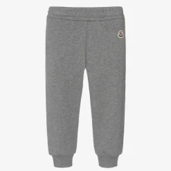 Moncler Enfant Trousers*Boys Grey Logo Tape Cotton Joggers