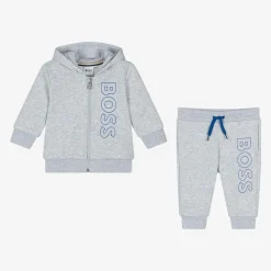 BOSS Tracksuits*Boys Grey Marl Cotton Tracksuit