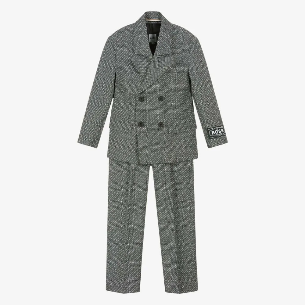 BOSS Suits*Boys Grey Monogram Logo Suit